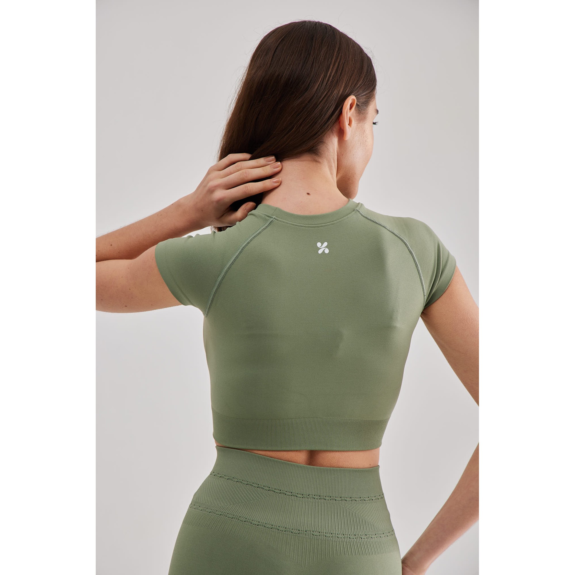 YoubeActive Kadın Kısa Kollu, Esnek Kumaş Crop Top Yeşil