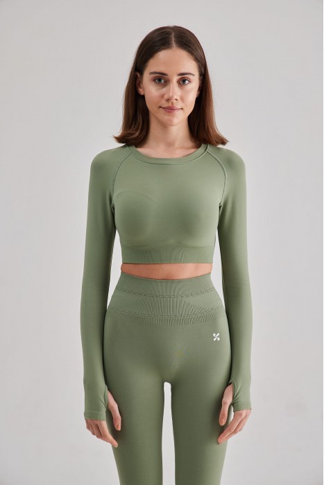Momentum Crop Uzun Kol - Yeşil
