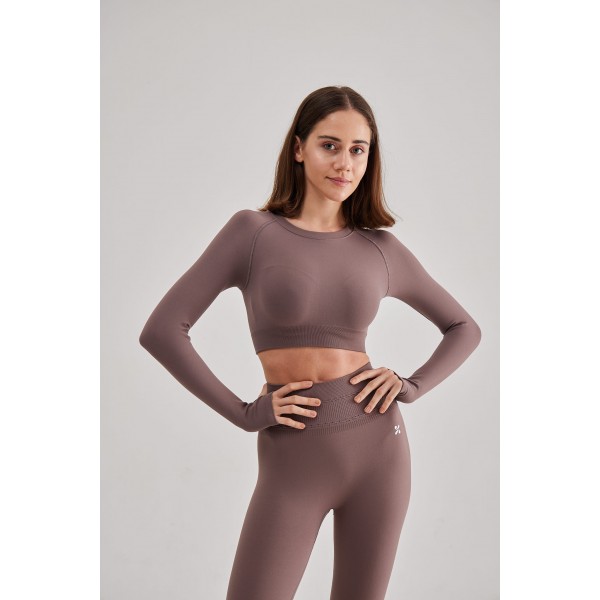 Momentum Crop Uzun Kol - Kahverengi[STOCK:0]